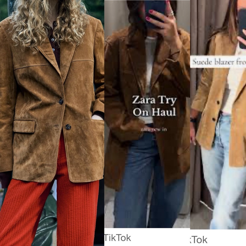 ZARA TikTok/Blogger Favorite Brown Suede Jacket Women’s M
